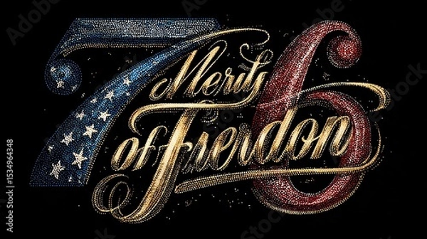 Obraz Typographic vector for 76 years of national freedom celebration