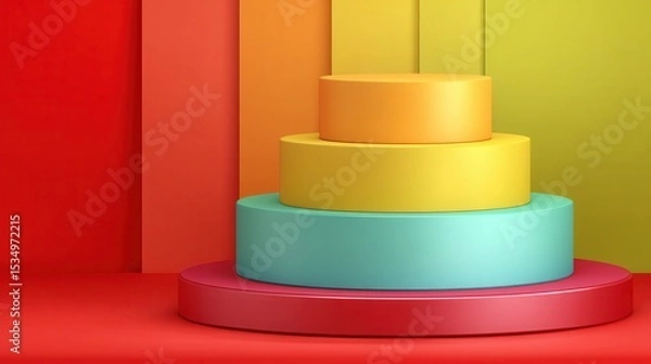 Obraz Vibrant geometric shapes in bold colors.