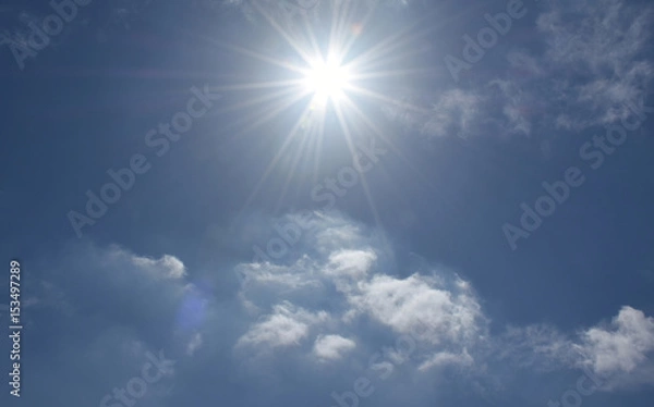 Fototapeta 輝く太陽と青空と雲「空想・熱でとけだしているモンスターたち」夏バテ、熱中症、暑い、熱、紫外線、ＵＶケアなどのイメージ