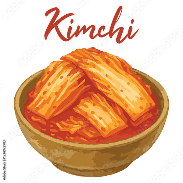 Obraz korean kimchi in watercolor illustration style, isolated vector on white background