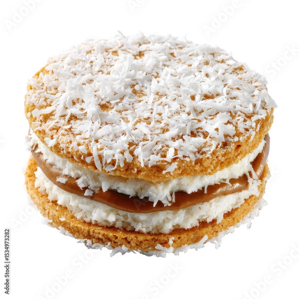 Obraz Delicious coconut dessert layered with cream and chocolate. transparent background