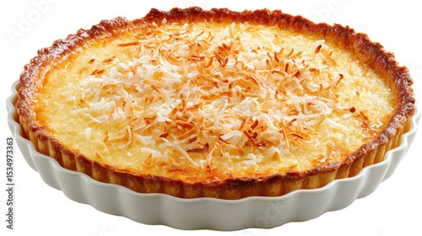 Obraz Delicious coconut cream pie with toasted coconut topping. transparent background