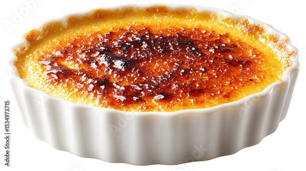 Obraz Delicious creamy creme brulee with a caramelized sugar topping. transparent background