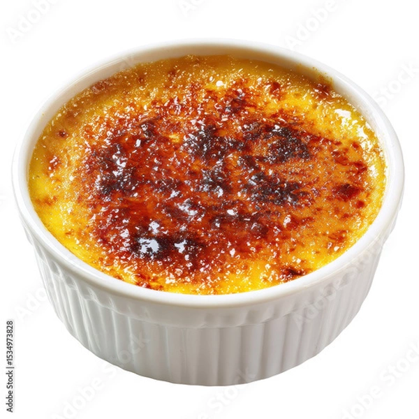 Obraz Delicious creme brulee topped with caramelized sugar crust. transparent background