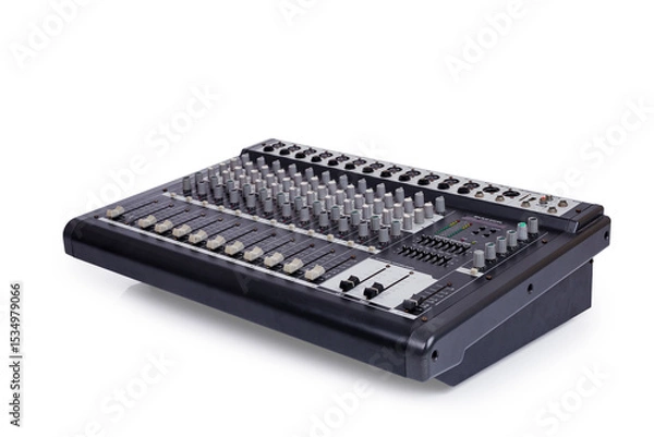 Fototapeta Audio sound mixer with clipping path isolated on white background. Side view