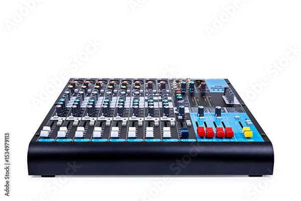 Fototapeta Modern audio mixer of professional. Audio sound mixer with clipping path isolated on white background.