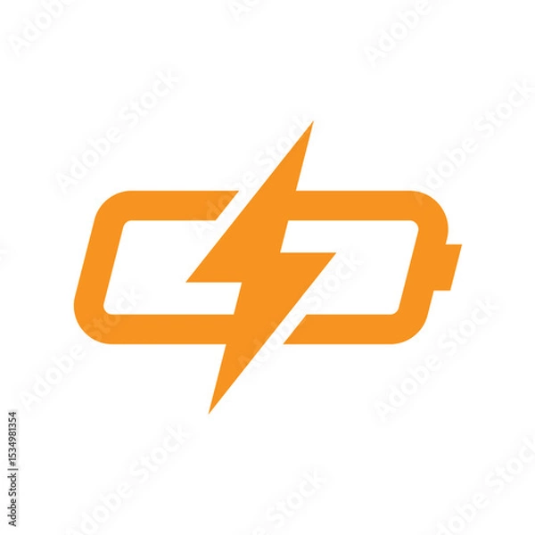 Obraz combination of electricity and battery logo vector