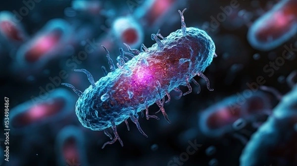 Obraz Lactic acid bacteria 3D rendering for probiotics, gut microbiome, or scientific visualization in health-related topics  