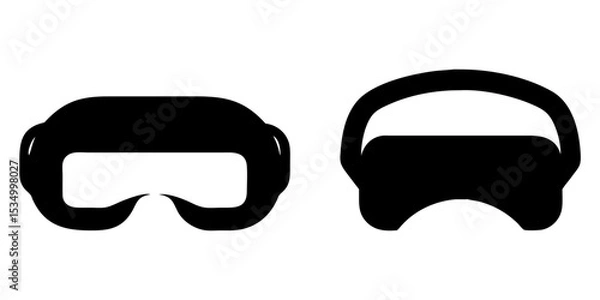 Fototapeta Set of virtual glass full black silhouette vector illustration design