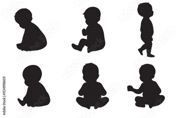 Fototapeta Baby collection silhouette, Baby activity silhouette . Good use for logo or symbol your company. Easy to edit or change color. 