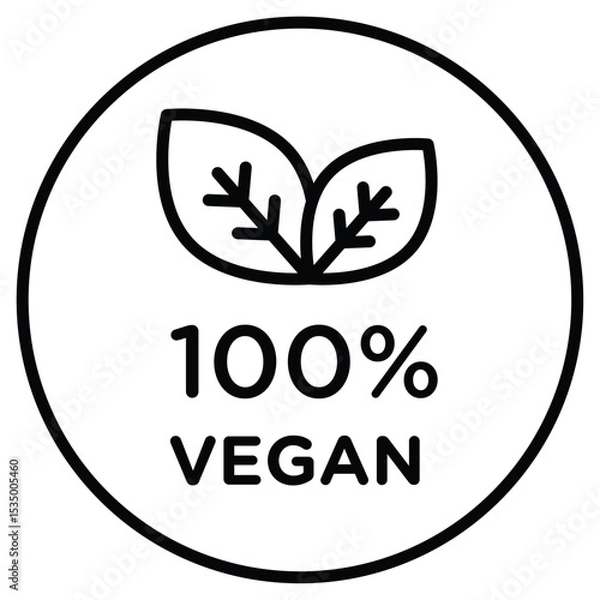 Obraz 100 vegan icon simple flat icon vector symbol