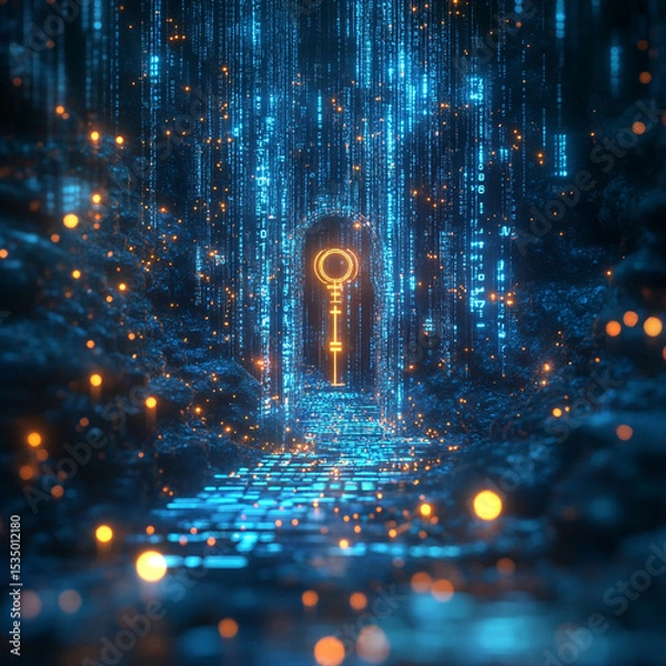 Fototapeta Portal Key Unlocking Digital Ethereal Cascading
