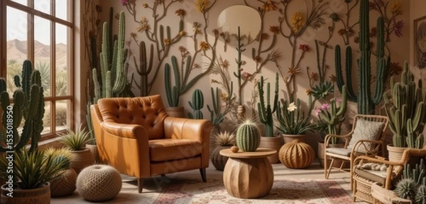 Obraz  Arid Allure Warm tones and resilient plants bring the beauty of the desert indoors.