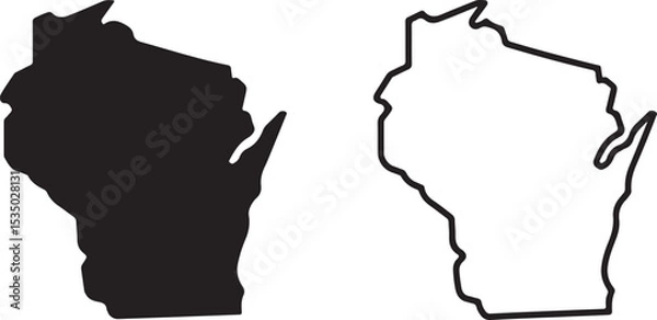 Fototapeta Wisconsin state map outline filled and empty isolated on transparent background