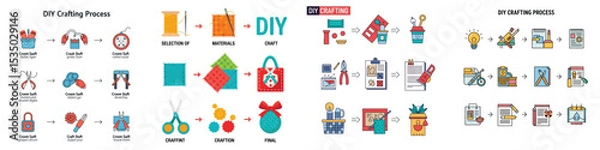 Fototapeta Step-by-Step DIY Crafting Process Illustration