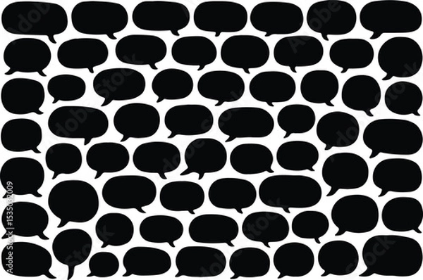Fototapeta Many black speech bubbles pattern isolated on transparent background