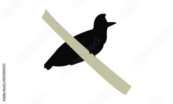 Fototapeta Amazonian umbrellabird bird Silhouette Design  And Vector Illustration. 