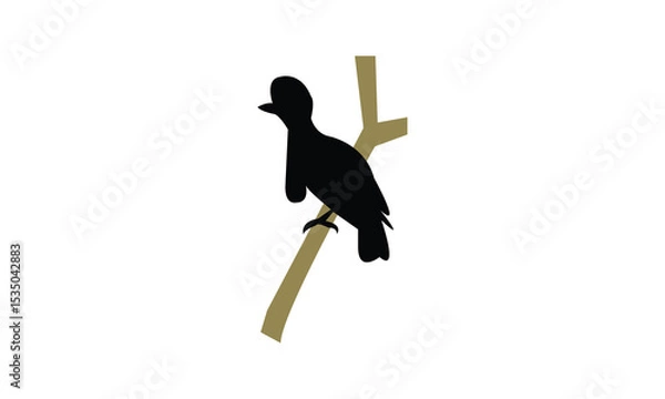 Fototapeta Amazonian umbrellabird bird Silhouette Design  And Vector Illustration. 