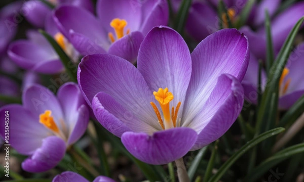 Fototapeta Saffron (Crocus sativus) Known for producing the world’s most expensive spice, Saffron is a crocus species that produces purple flowers