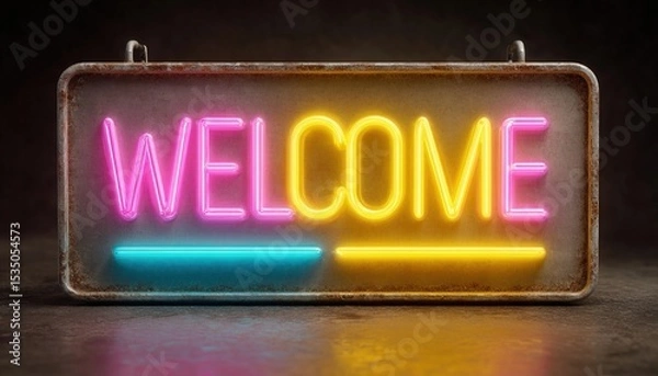 Fototapeta Retro Neon Welcome Sign. (5)