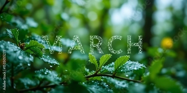 Fototapeta March Greeting Card Design with Nature Elements