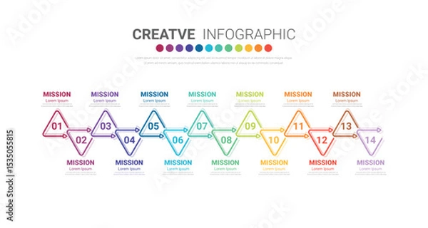 Fototapeta Infographics element design for 14 option, can be used for Business concept steps or processes.