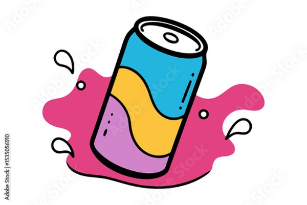 Obraz Refreshing Soda Can Illustration with Carbonation