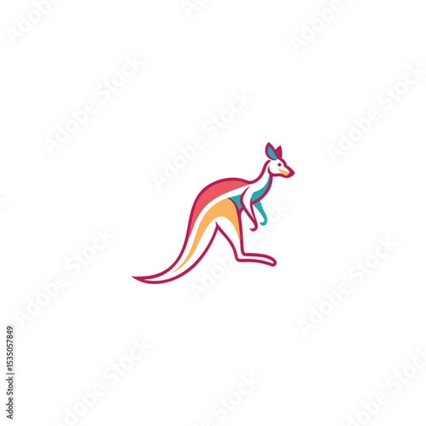 Fototapeta Kangaroo Logo. Minimalist Black Silhouette Design for Bold and Agile Branding