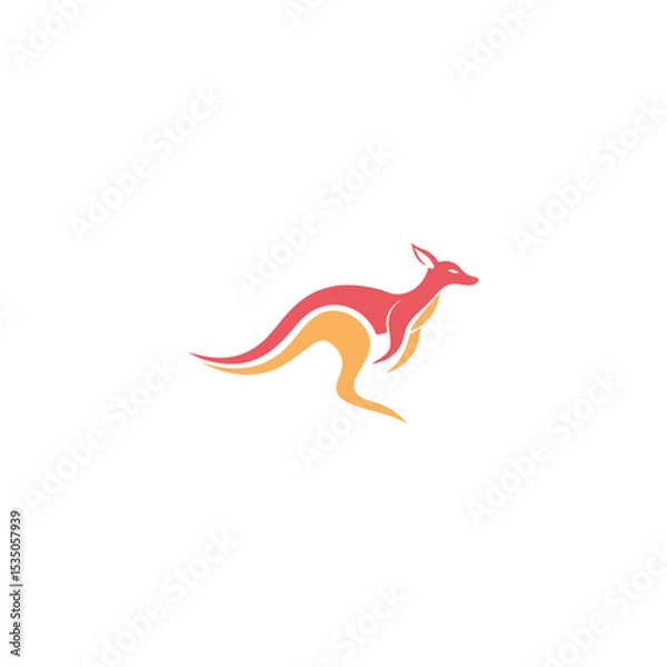 Fototapeta Kangaroo Logo. Minimalist Black Silhouette Design for Bold and Agile Branding