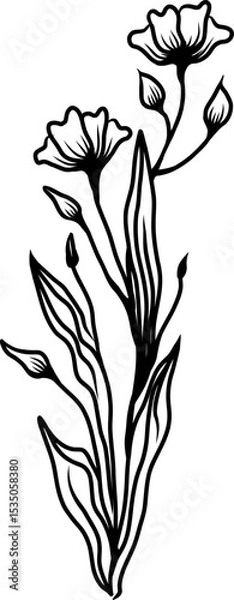 Obraz Hand Drawn Minimal Linear Vector Floral Pattern 