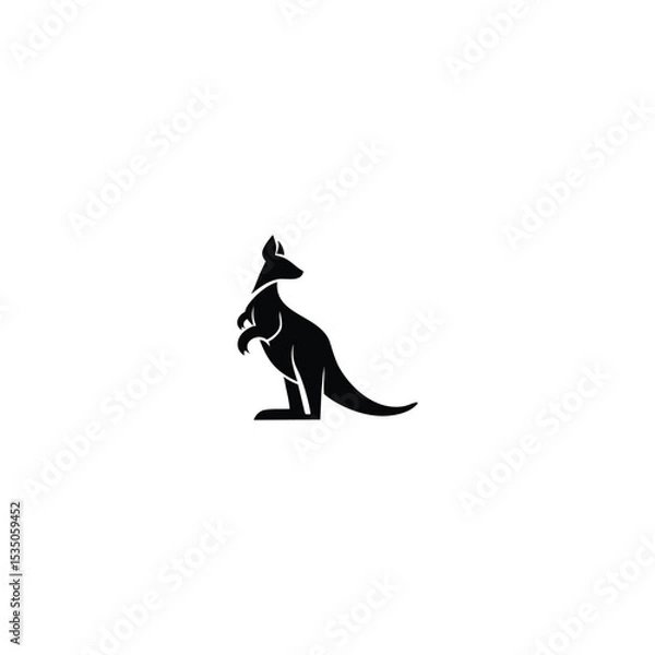 Obraz Kangaroo Logo. Minimalist Black Silhouette Design for Bold and Agile Branding