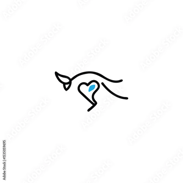Obraz Love Kangaroo Logo. Iconic, Simple and Elegant Kangaroo Design Symbolizing Affection and Care