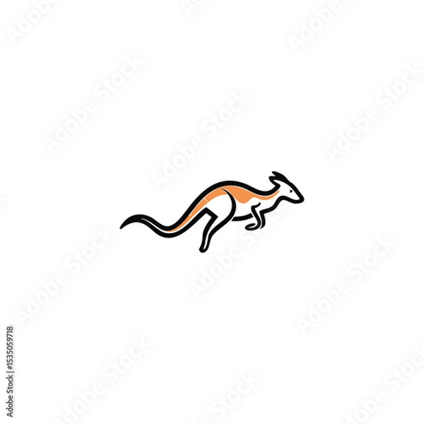 Obraz Kangaroo Logo. Minimalist Black Silhouette Design for Bold and Agile Branding