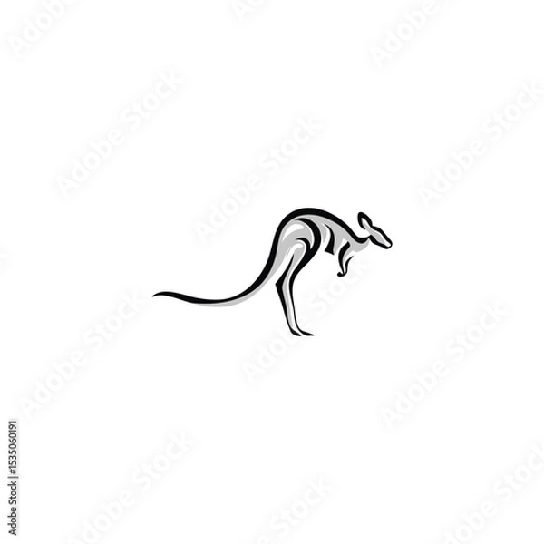 Fototapeta Kangaroo Logo. Minimalist Black Silhouette Design for Bold and Agile Branding