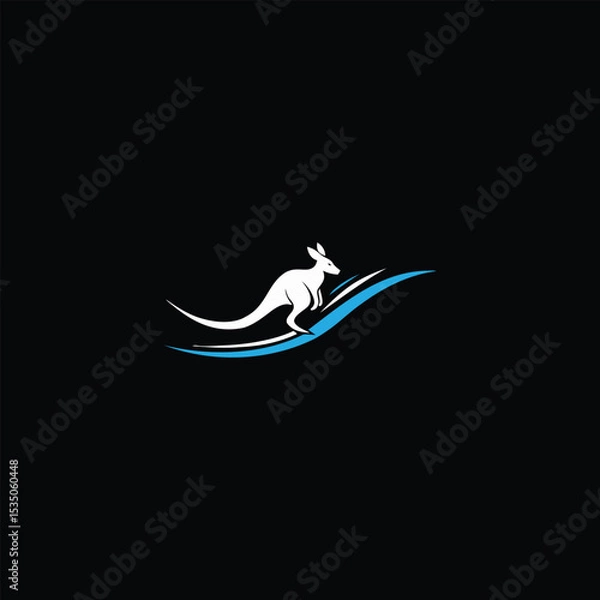 Fototapeta Kangaroo Logo. Minimalist Black Silhouette Design for Bold and Agile Branding
