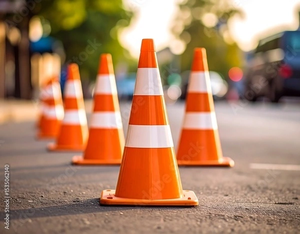 Obraz Traffic cones on asphalt