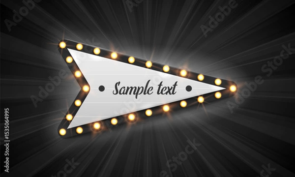 Fototapeta Shining retro arrow. Vintage bright billboard for your design. Vector illustration.
