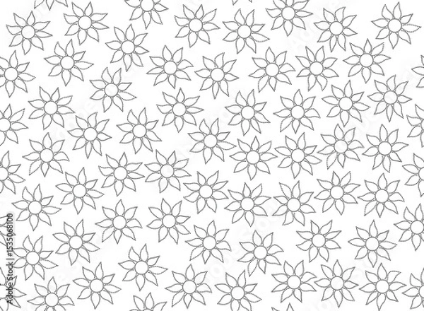 Obraz seamless floral pattern, black and white vector seamless wallpaper with polka dots sunflowers isolated on white background with copy space for text