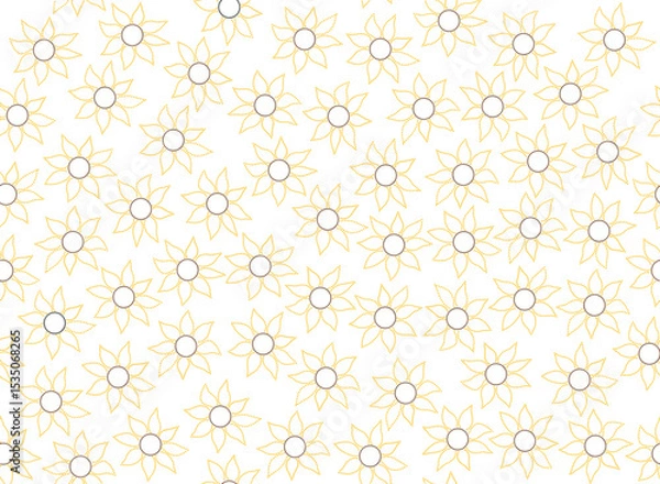 Obraz seamless floral pattern, vector seamless pattern with polka dots sunflowers isolated on white background with copy space for text