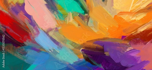 Fototapeta Abstract art painting of rough colorful multicolored art painting texture, with oil brushstroke, pallet knife paint on canvas background design.