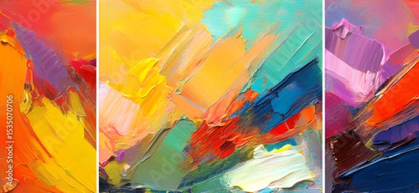 Fototapeta Abstract art painting of rough colorful multicolored art painting texture, with oil brushstroke, pallet knife paint on canvas background design.