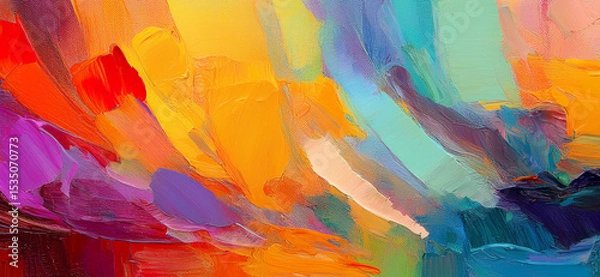 Fototapeta Abstract art painting of rough colorful multicolored art painting texture, with oil brushstroke, pallet knife paint on canvas background design.