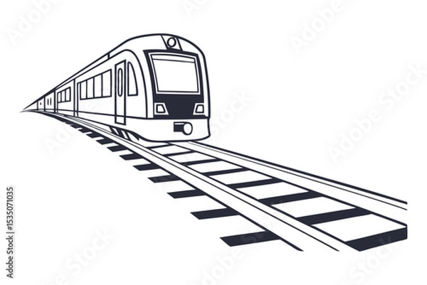 Obraz Modern Train Tracks and Engine Line Illustration