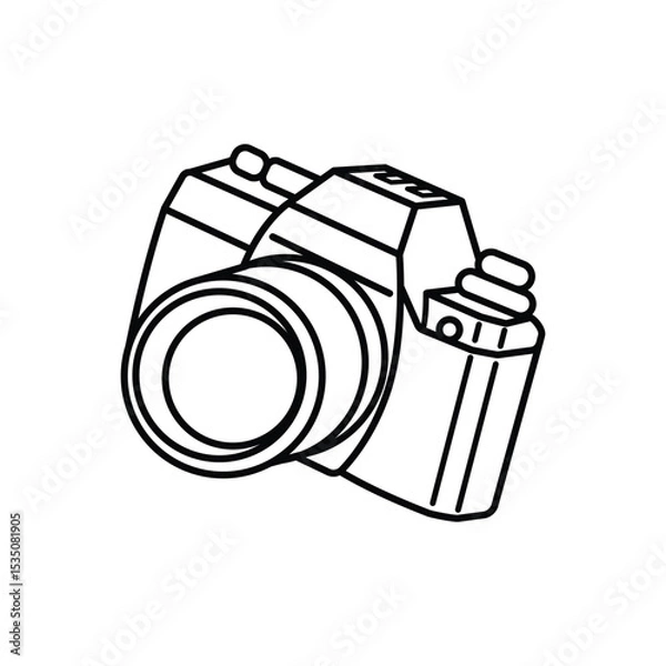 Obraz Camera Cartoon Vector Line Art Illustration Concept 