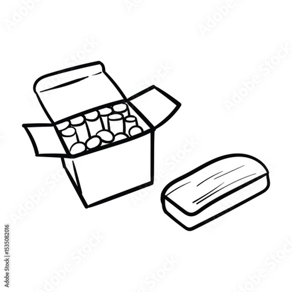 Obraz Chalk and Eraser Cartoon Line Art Vector Concept	