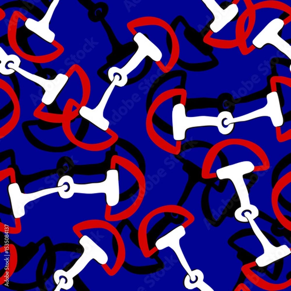 Fototapeta Abstract Hand Drawing Horse Bit Chains Seamless Vintage Vector Pattern Isolated Background