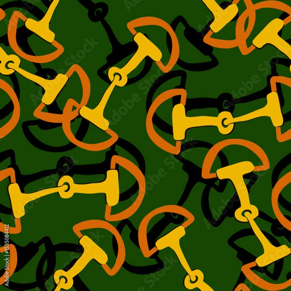 Fototapeta Abstract Hand Drawing Horse Bit Chains Seamless Vintage Vector Pattern Isolated Background