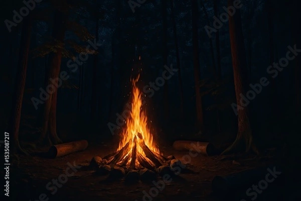 Obraz Campfire Glow in the Woods at nightlight