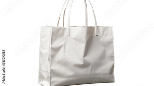 Obraz White tote bag mockup, modern shopping bag design, premium blank canvas, stylish retail packaging, isolated on transparent background.