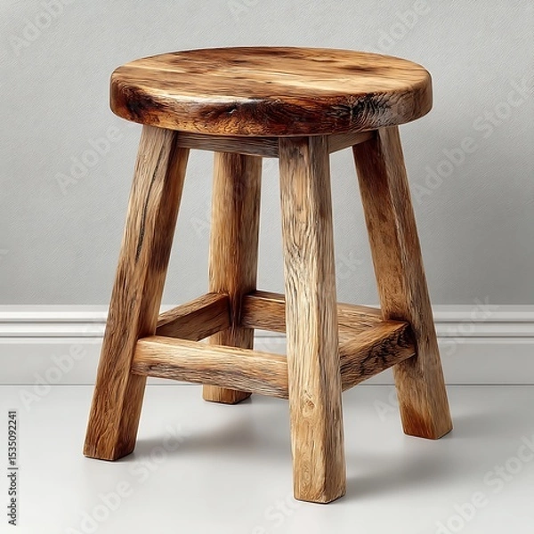 Fototapeta Polished wooden stool with antique tone high resolution image